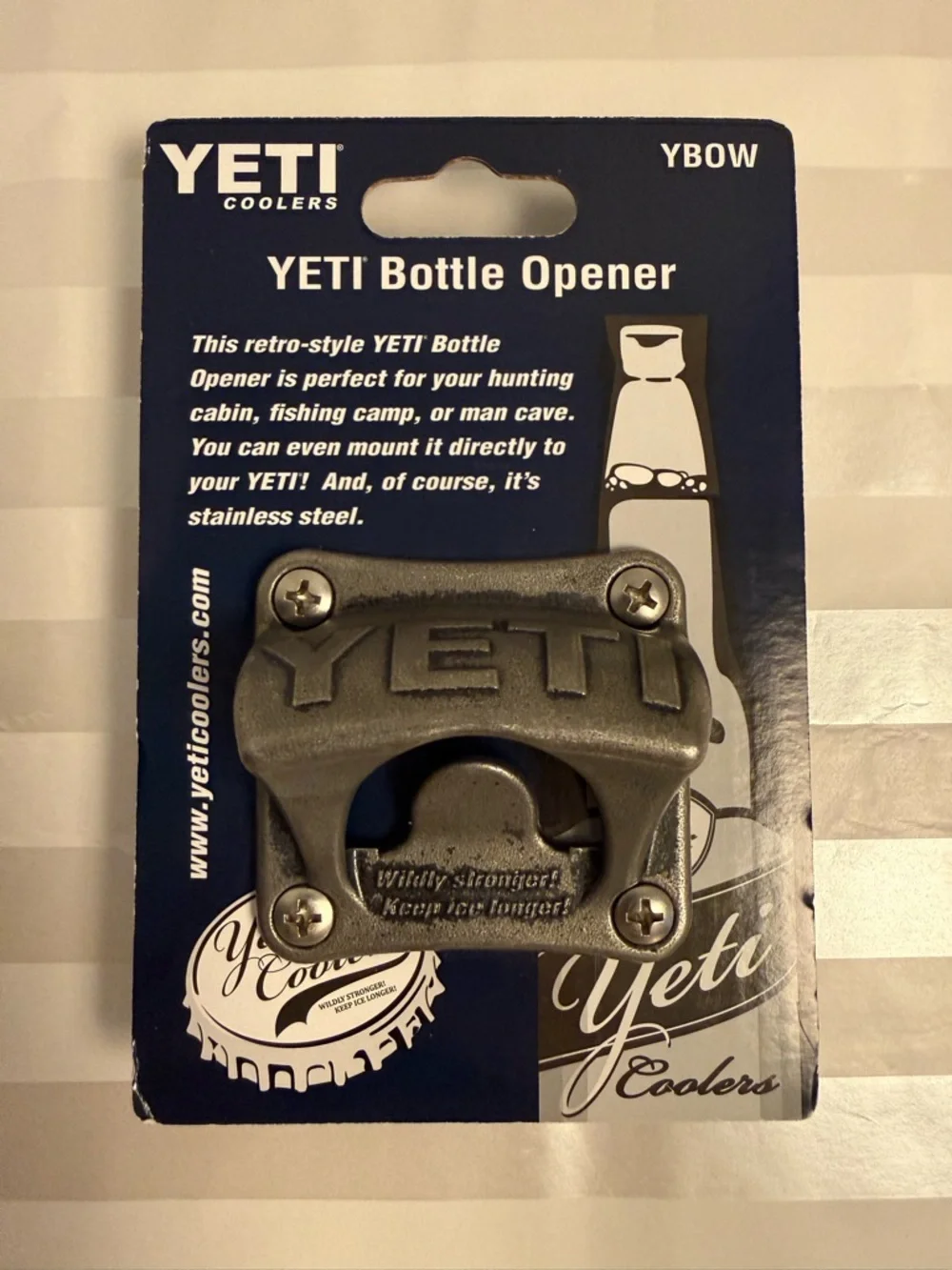 YETI Bottle Opener Wall Mount Stainless Steel YBOW NIB Heavy Duty